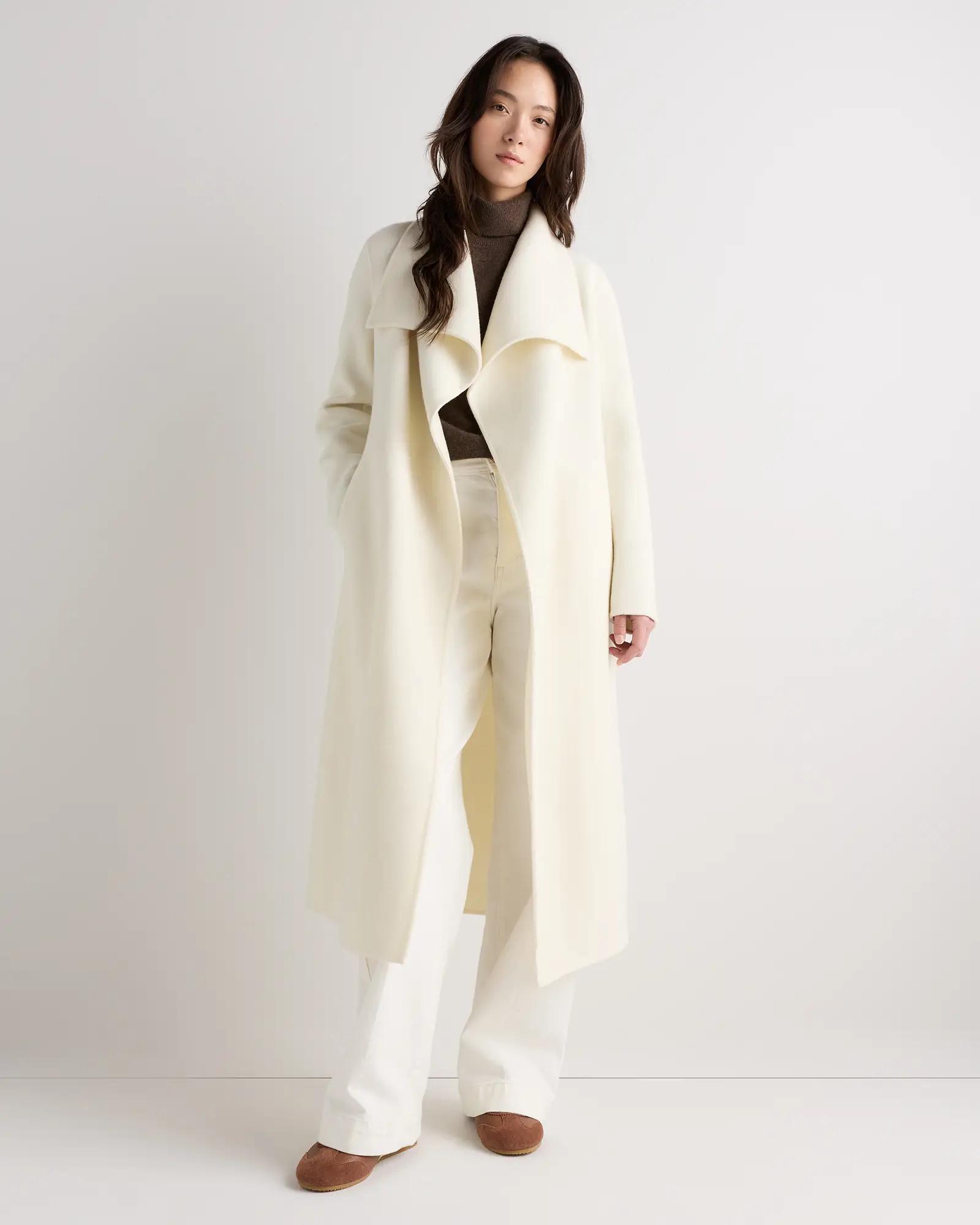 Double-Faced Merino Wool Wrap Coat
